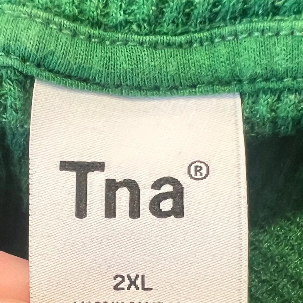 ARITZIA TNA Women’s Green Waffle Knit Full Zip Hooded Jacket Plus Size 2XL - Picture 3 of 4